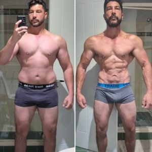 Recomp Clinic 1:1 coaching client before and after body transformation
