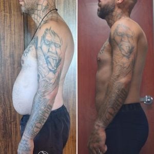 Recomp Clinic 1:1 coaching client before and after body transformation