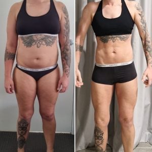 Recomp Clinic 1:1 coaching client before and after body transformation