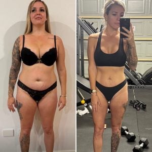 Recomp Clinic 1:1 coaching client before and after body transformation