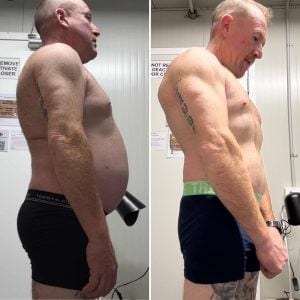 Recomp Clinic 1:1 coaching client before and after body transformation